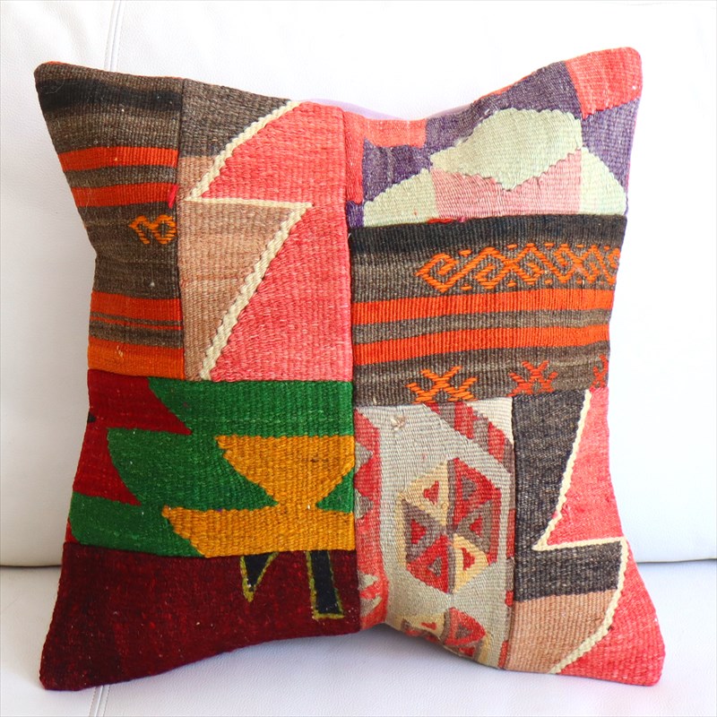 【15%OFF】クッションカバー キリムパッチワーク45×44cm Old Kilim Cushion