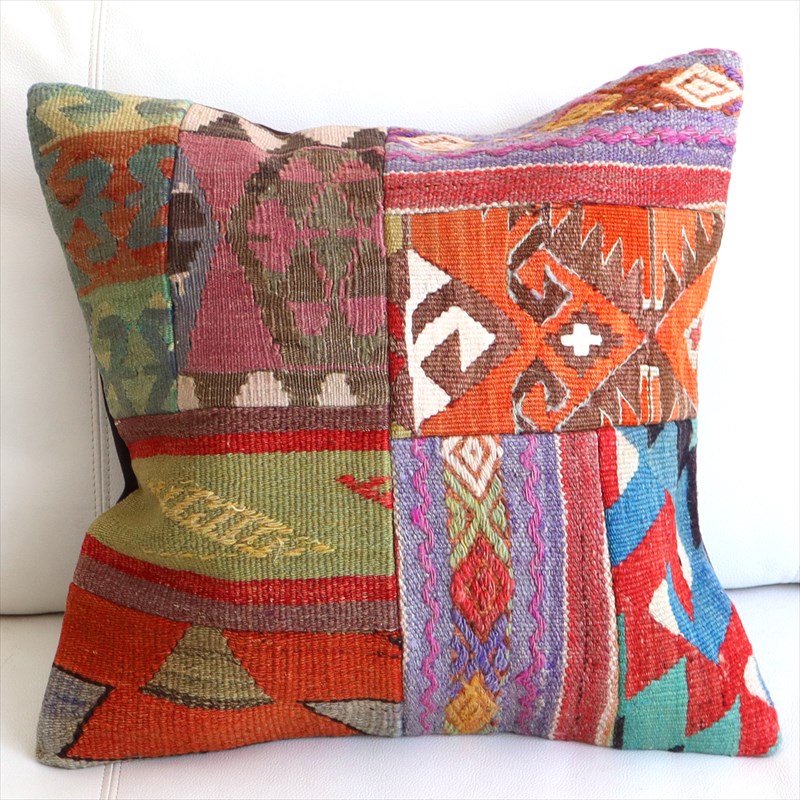 【15%OFF】クッションカバー キリムパッチワーク45×46cm Old Kilim Cushion