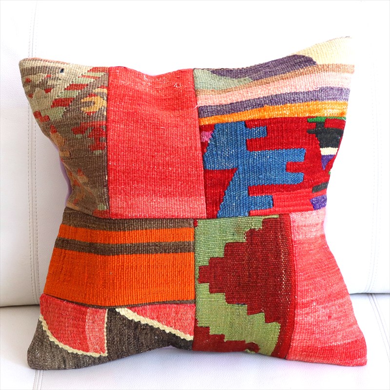 【15%OFF】クッションカバー キリムパッチワーク45×44cm Old Kilim Cushion