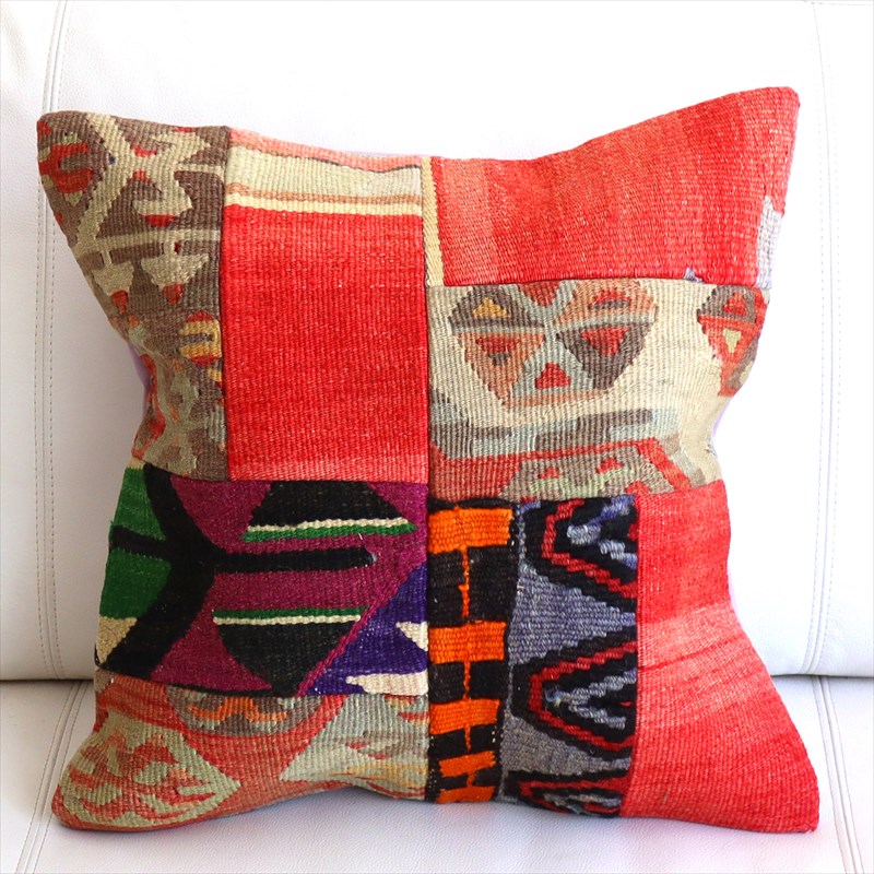【15%OFF】クッションカバー キリムパッチワーク45×44cm Old Kilim Cushion