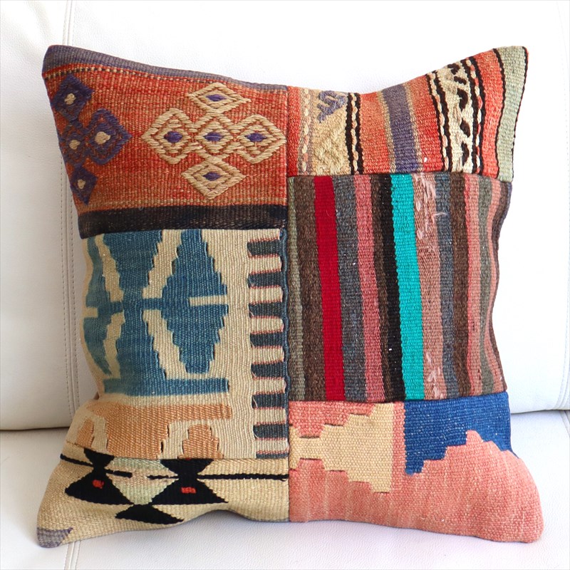 【15%OFF】クッションカバー キリムパッチワーク45×44cm Old Kilim Cushion