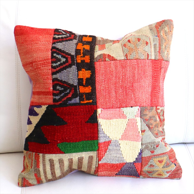 【15%OFF】クッションカバー キリムパッチワーク45×44cm Old Kilim Cushion