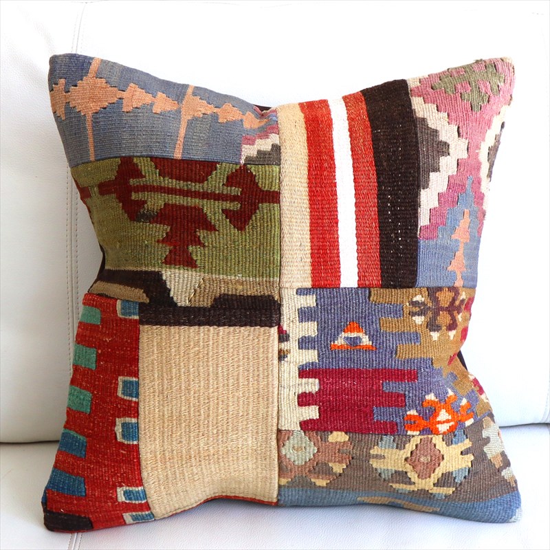 【15%OFF】クッションカバー キリムパッチワーク45×44cm Old Kilim Cushion
