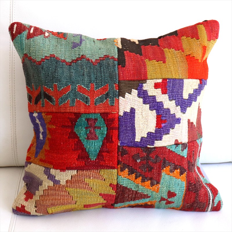 【15%OFF】クッションカバー キリムパッチワーク40×39cm Old Kilim Cushion