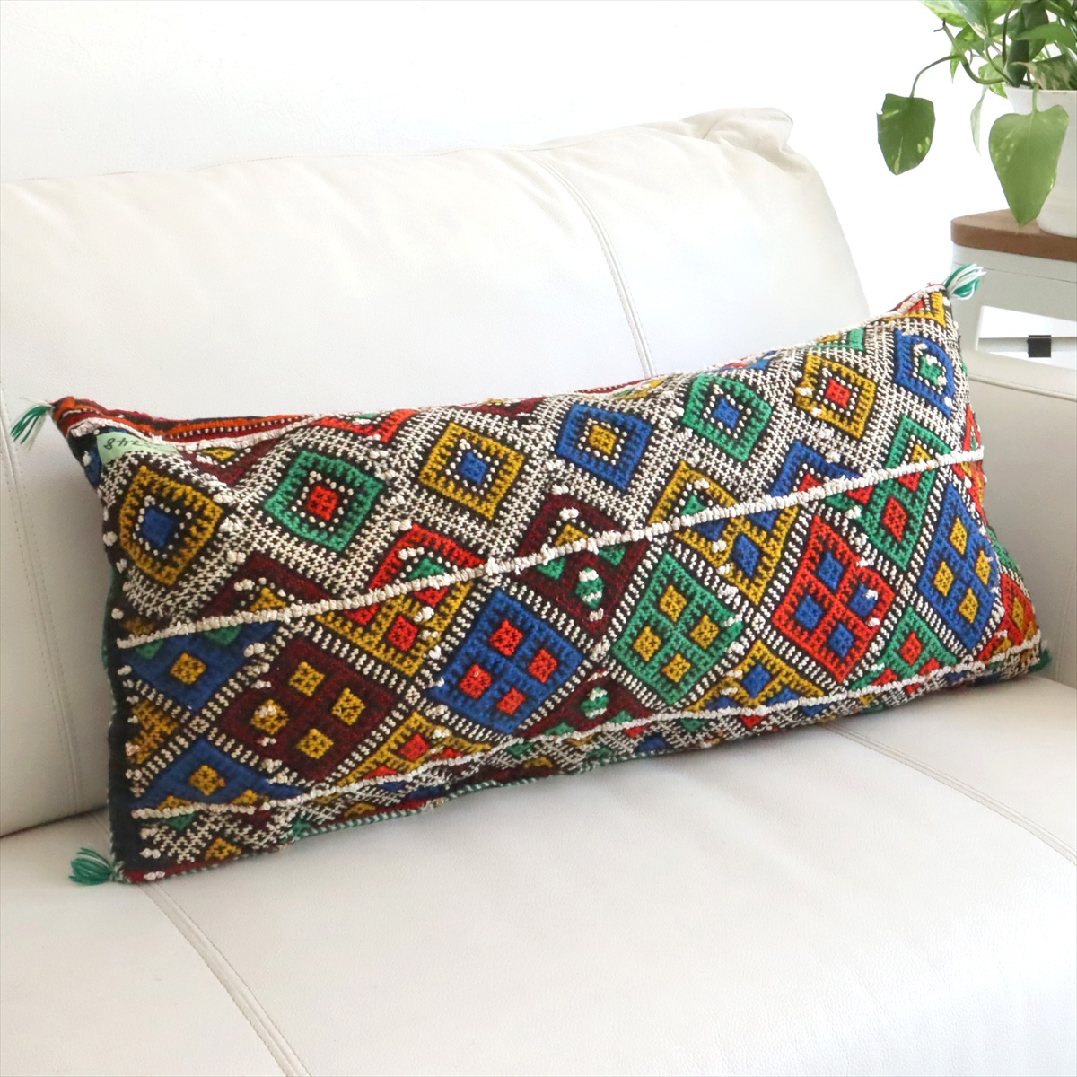 オールドキリムクッション モロッコ オリジナル68×32cm ベルベル族　カラフルなジジム織り
