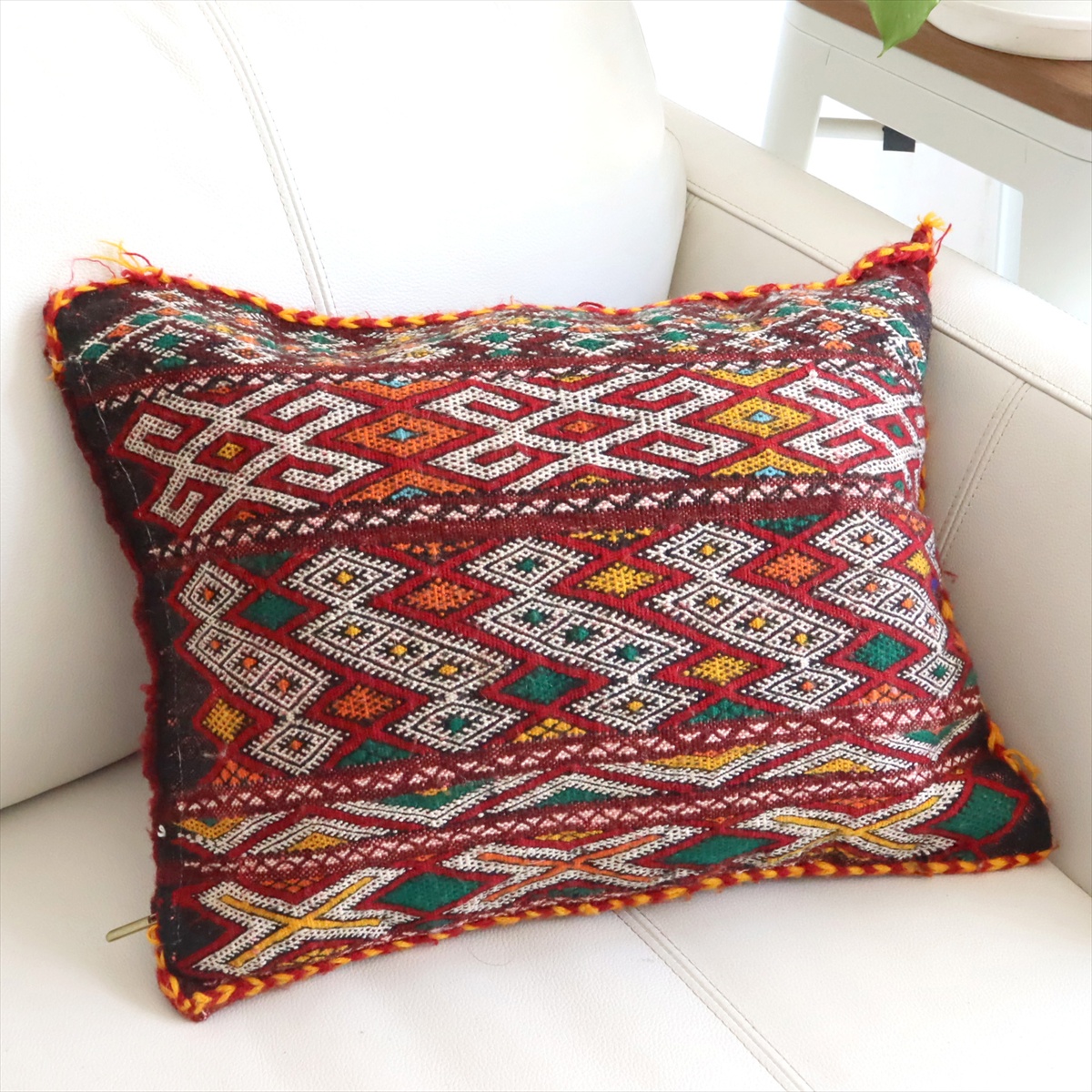 オールドキリムクッション モロッコ オリジナル45×35cm ベルベル族　ジジム　レッド