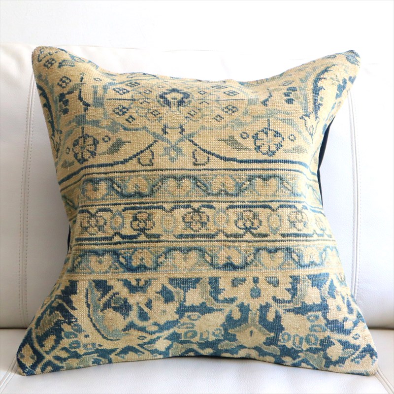 ヴィンテージ 絨毯クッション45×45cm ブリーチしたアンティーク加工 Old Carpet Cushion