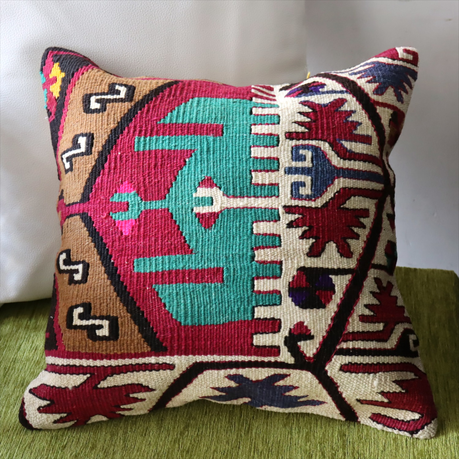 オールドキリム クッションカバー40×40cm カイセリ地方 チフカナットキリム