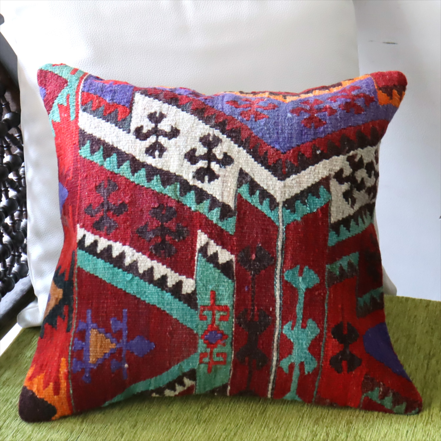 オールドキリム クッションカバー40×40cm カイセリ地方 チフカナットキリム