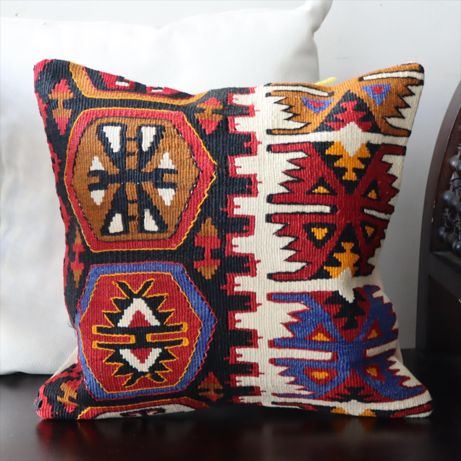 オールドキリム クッションカバー40×40cm カイセリ地方 チフカナットキリム