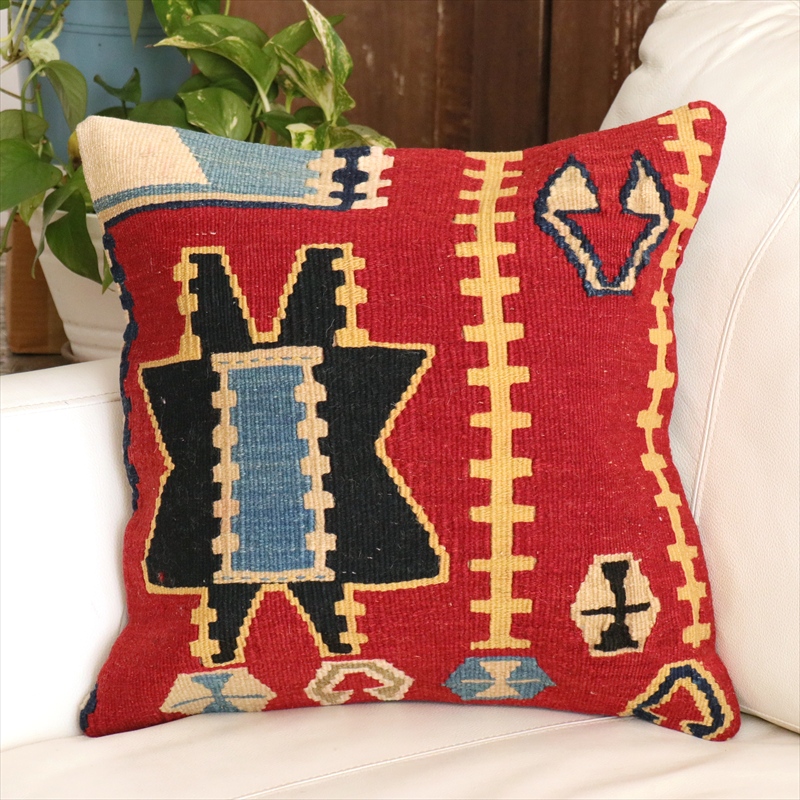 オールドキリム クッションカバー 40cm角 40×40cm コンヤ　サンドゥック　トルコキリム