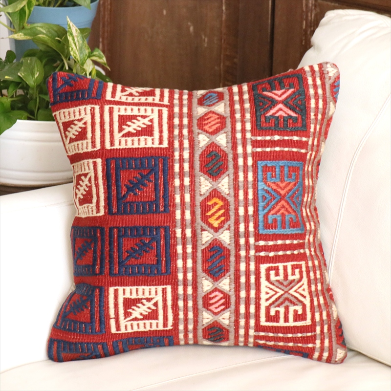 オールドキリム クッションカバー 40cm角 40×40cm ベルガマ ジジム