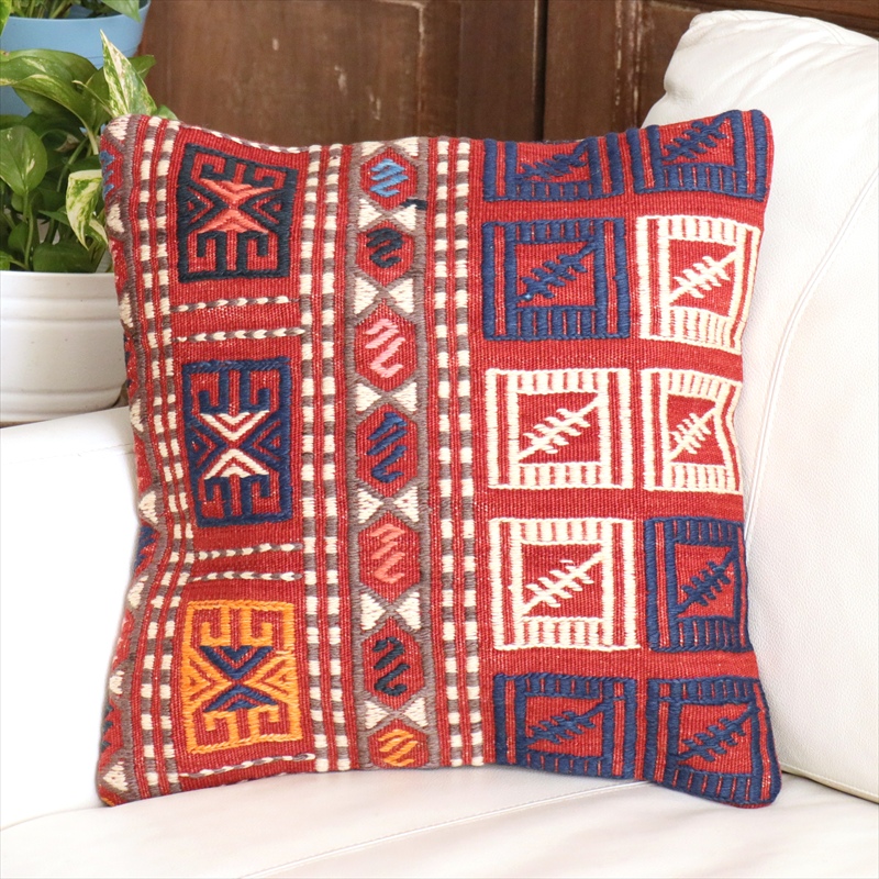 オールドキリム クッションカバー 40cm角 40×40cm ベルガマ ジジム