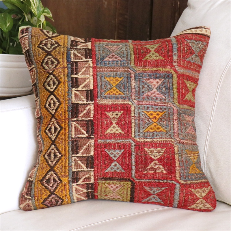 オールドキリム クッションカバー 40cm角 40×40cm アフィヨン ジジム