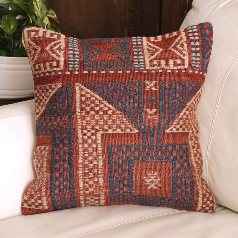 オールドキリム クッションカバー 40cm角 40×40cm ベルガマ ジジム