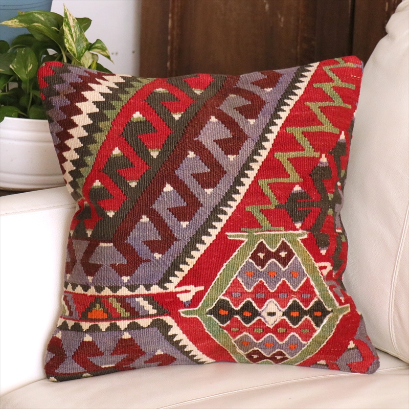 オールドキリム クッションカバー 40cm角 40×40cm エシュメ