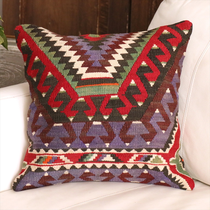 オールドキリム クッションカバー 40cm角 40×41cm エシュメ