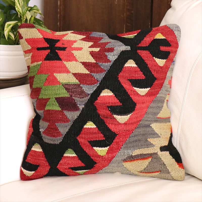 オールドキリム クッションカバー 40cm角 40×40cm エシュメ