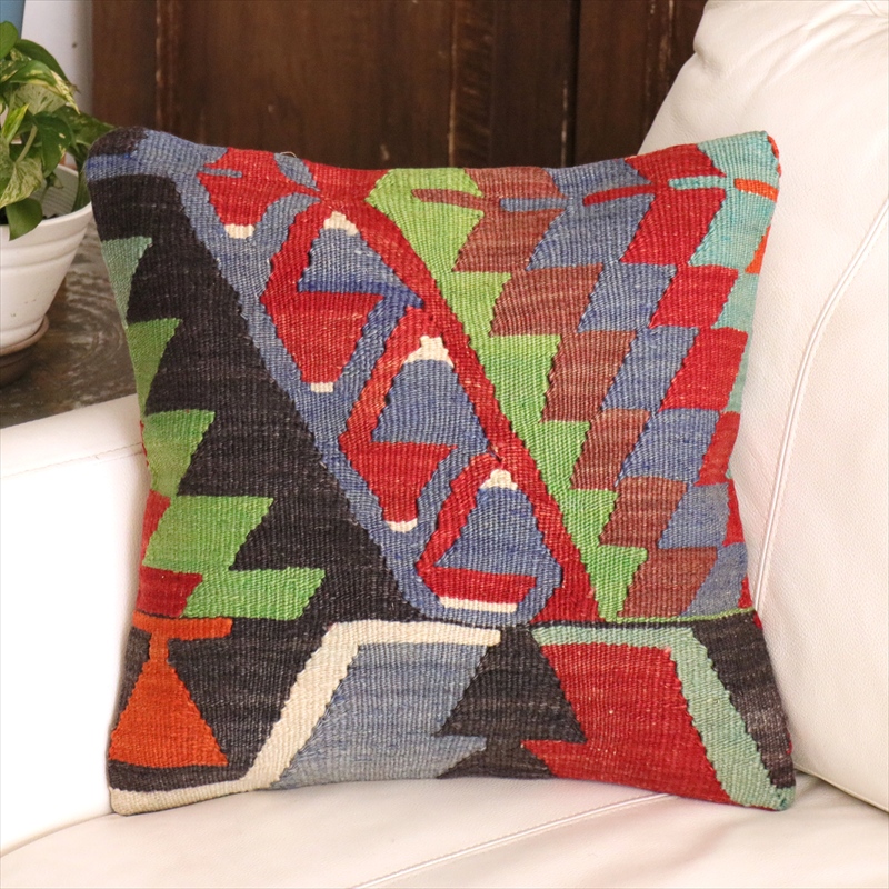 オールドキリム クッションカバー 40cm角 40×40cm エシュメ