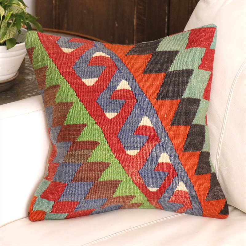 オールドキリム クッションカバー 40cm角 40×40cm エシュメ