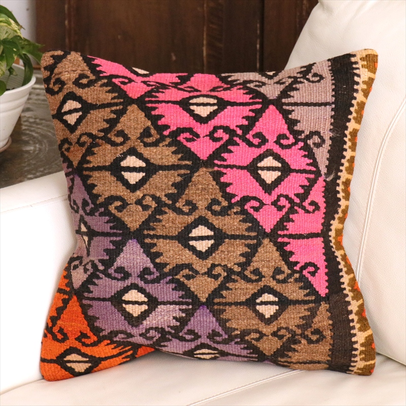オールドキリム クッションカバー 40cm角 40×40cm エルズルム　連なるエリベリンデ