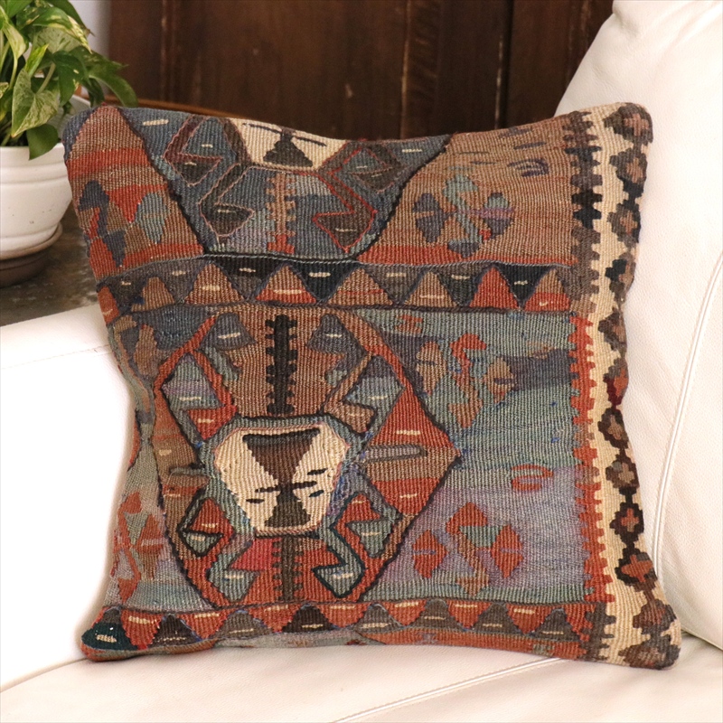 オールドキリム クッションカバー 40cm角 39×39cm ハッキャリ　トルコキリム