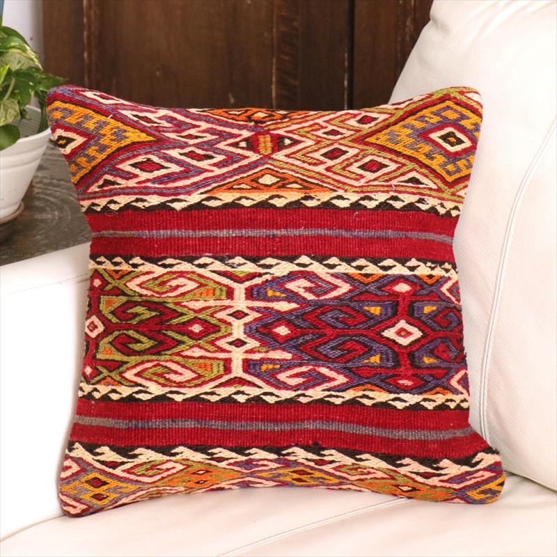 オールドキリム クッションカバー 40cm角 40×40cm アダナチュアル　収納袋　スマック織り