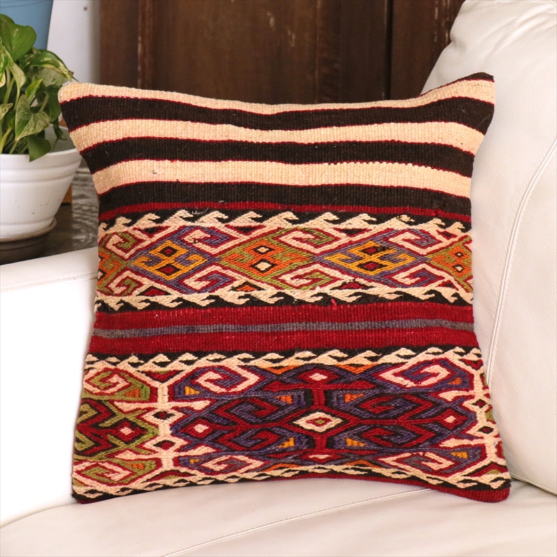 オールドキリム クッションカバー 40cm角 40×40cm アダナチュアル　収納袋　スマック織り