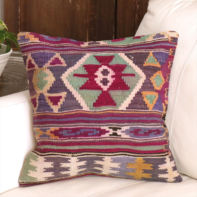 オールドキリム クッションカバー 40cm角 40×40cm フェティエ