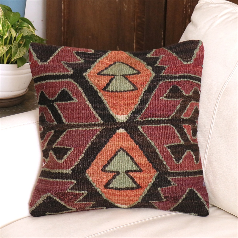 オールドキリム クッションカバー 40cm角 40×40cm コンヤ　コチボユヌズ