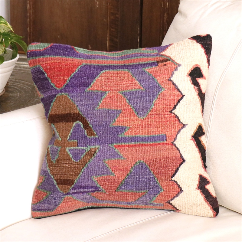 オールドキリム クッションカバー 40cm角 39×40cm コンヤ　コチボユヌズ