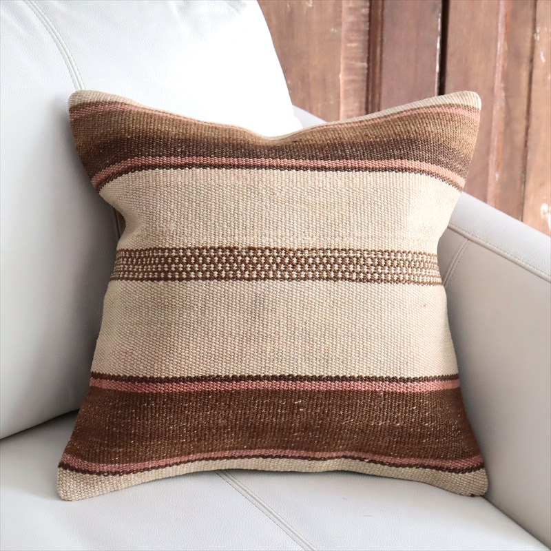 オールドキリム 40cm角クッションカバー39×39cm ボーダー Old Kilim Cushion