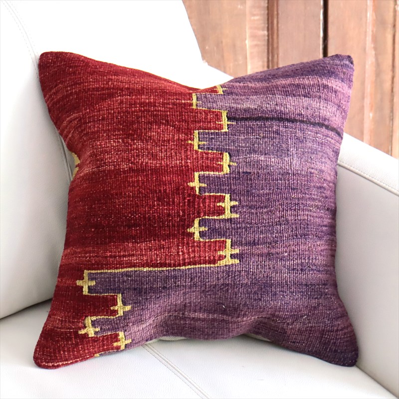 オールドキリム 40cm角クッションカバー40×40cm シンプルなツートーン Old Kilim Cushion