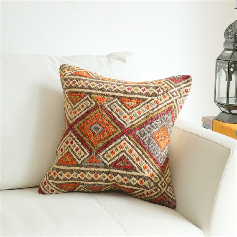 オールドキリム 40cm角クッションカバー39×40cm コンヤ　ジジム織り Old Kilim Cushion