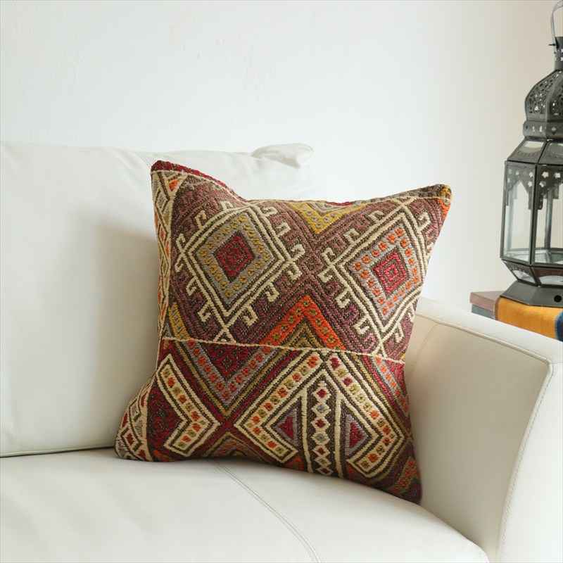 オールドキリム 40cm角クッションカバー39×39cm コンヤ　ジジム織り Old Kilim Cushion
