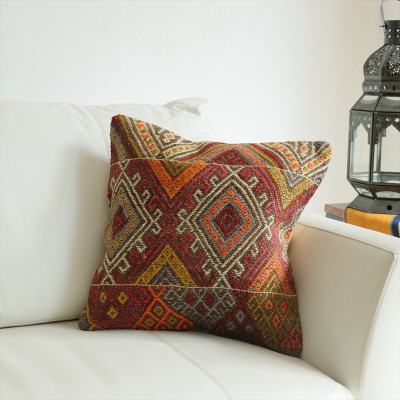 オールドキリム 40cm角クッションカバー40×39cm コンヤ　ジジム織り Old Kilim Cushion