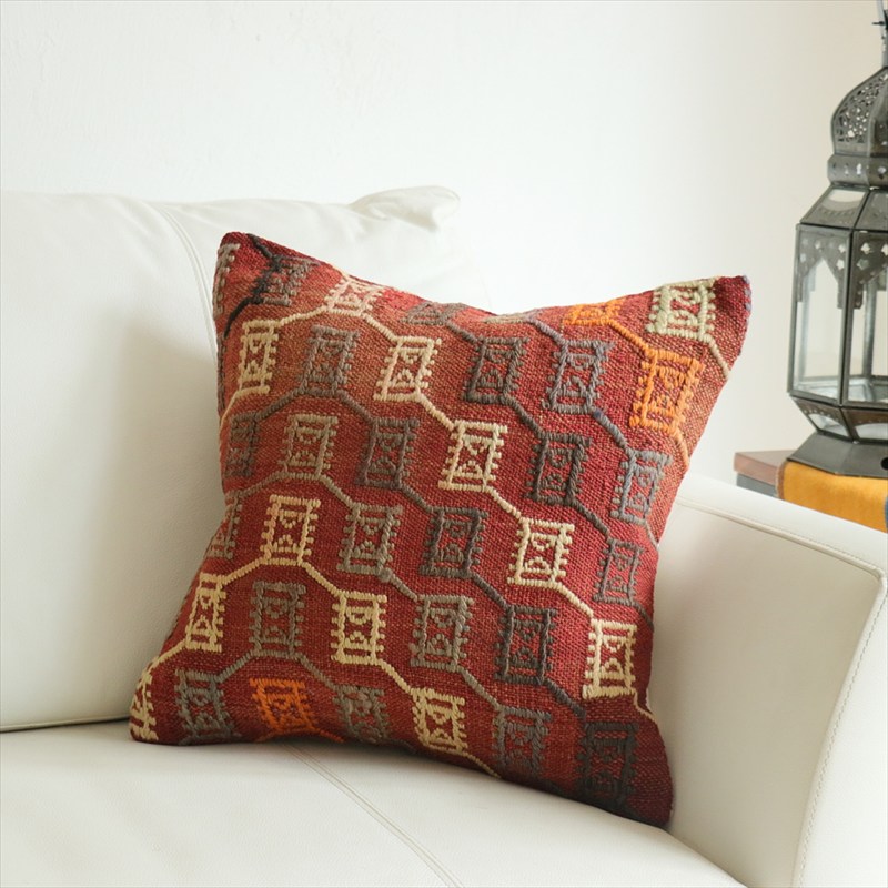 オールドキリム 40cm角クッションカバー40×40cm コンヤ　ジジム織り Old Kilim Cushion