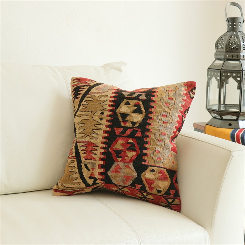 オールドキリム 40cm角クッションカバー40×39cm カイセリ地方 チフカナットキリム Old Kilim Cushion