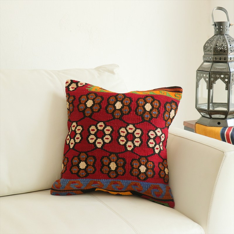 オールドキリム 40cm角クッションカバー39×40cm カイセリ地方 チフカナットキリム Old Kilim Cushion