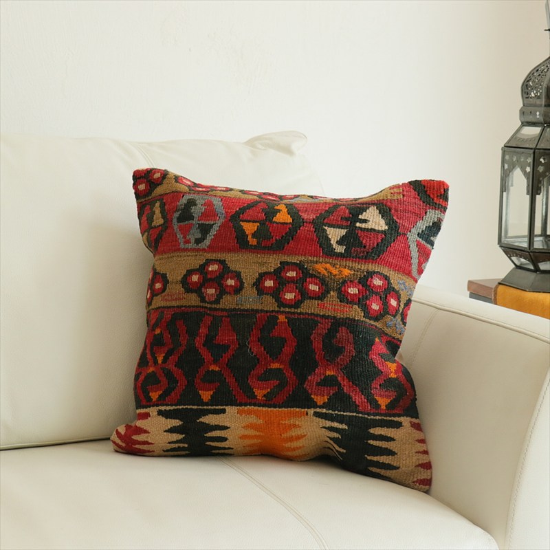 オールドキリム 40cm角クッションカバー40×40cm カイセリ地方 チフカナットキリム Old Kilim Cushion