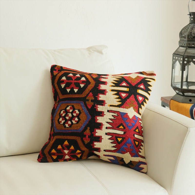 オールドキリム 40cm角クッションカバー40×40cm カイセリ地方 チフカナットキリム Old Kilim Cushion