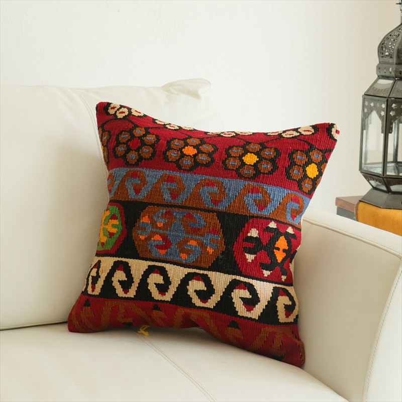 オールドキリム 40cm角クッションカバー39×39cm カイセリ地方 チフカナットキリム Old Kilim Cushion