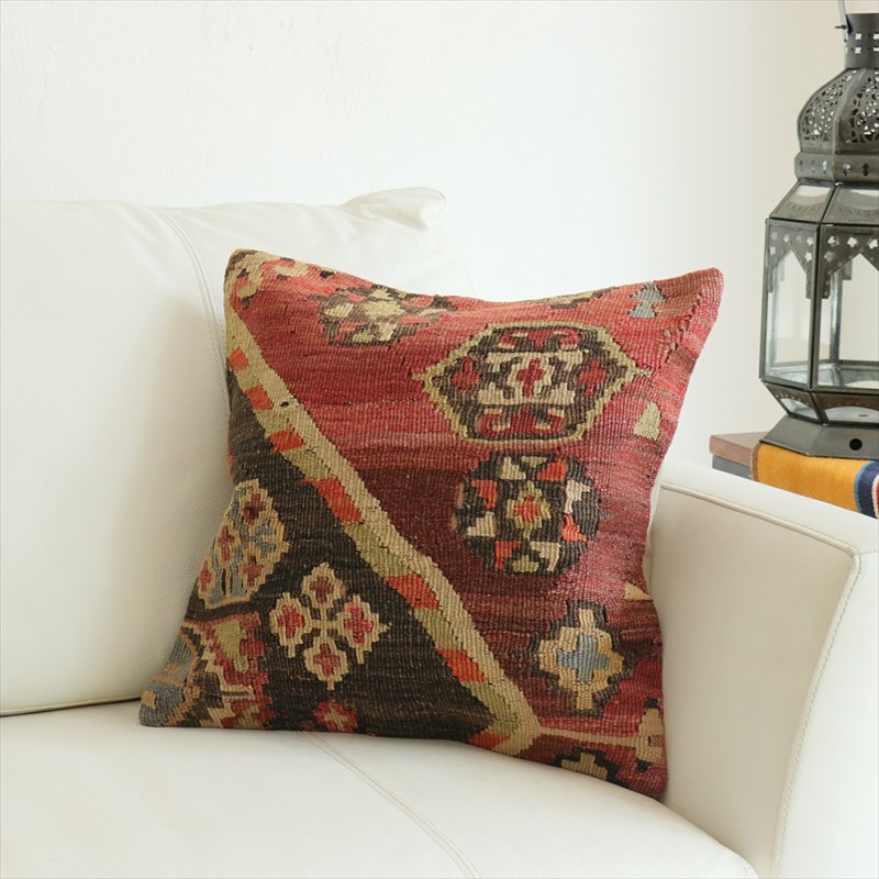 オールドキリム 40cm角クッションカバー40×40cm シワス地方 チフカナットキリム Old Kilim Cushion