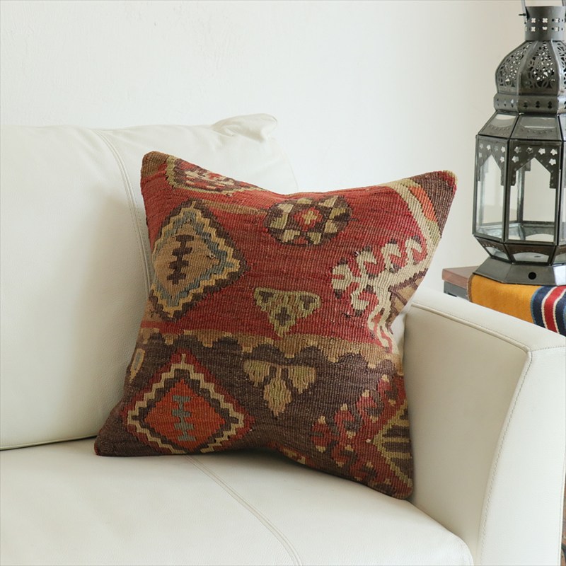 オールドキリム 40cm角クッションカバー40×39cm シワス地方 チフカナットキリム Old Kilim Cushion