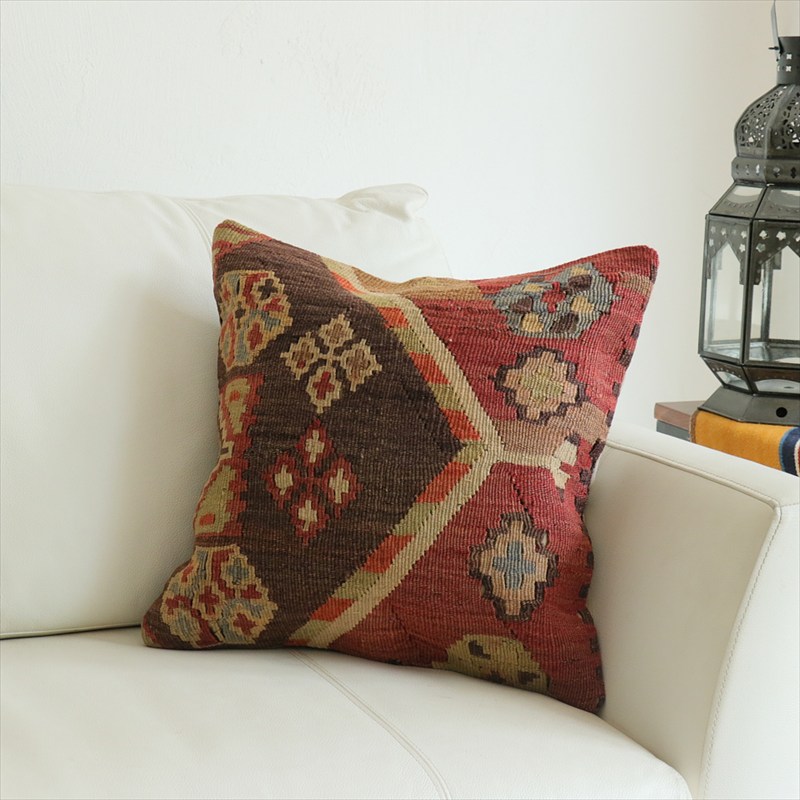 オールドキリム 40cm角クッションカバー41×40cm シワス地方 チフカナットキリム Old Kilim Cushion