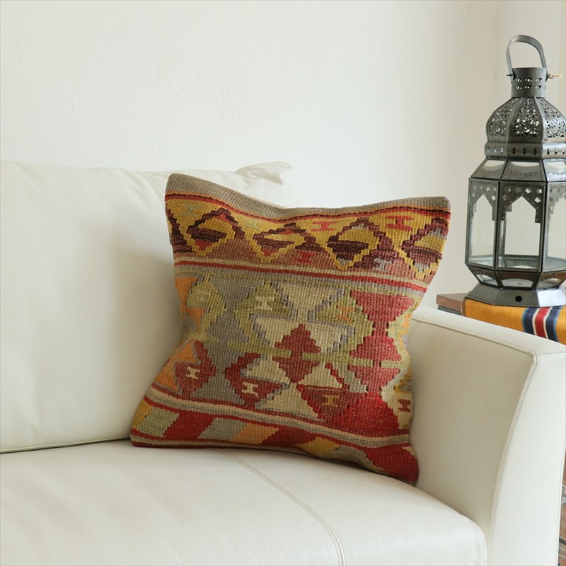 オールドキリム 40cm角クッションカバー40×40cm フェティエ Old Kilim Cushion
