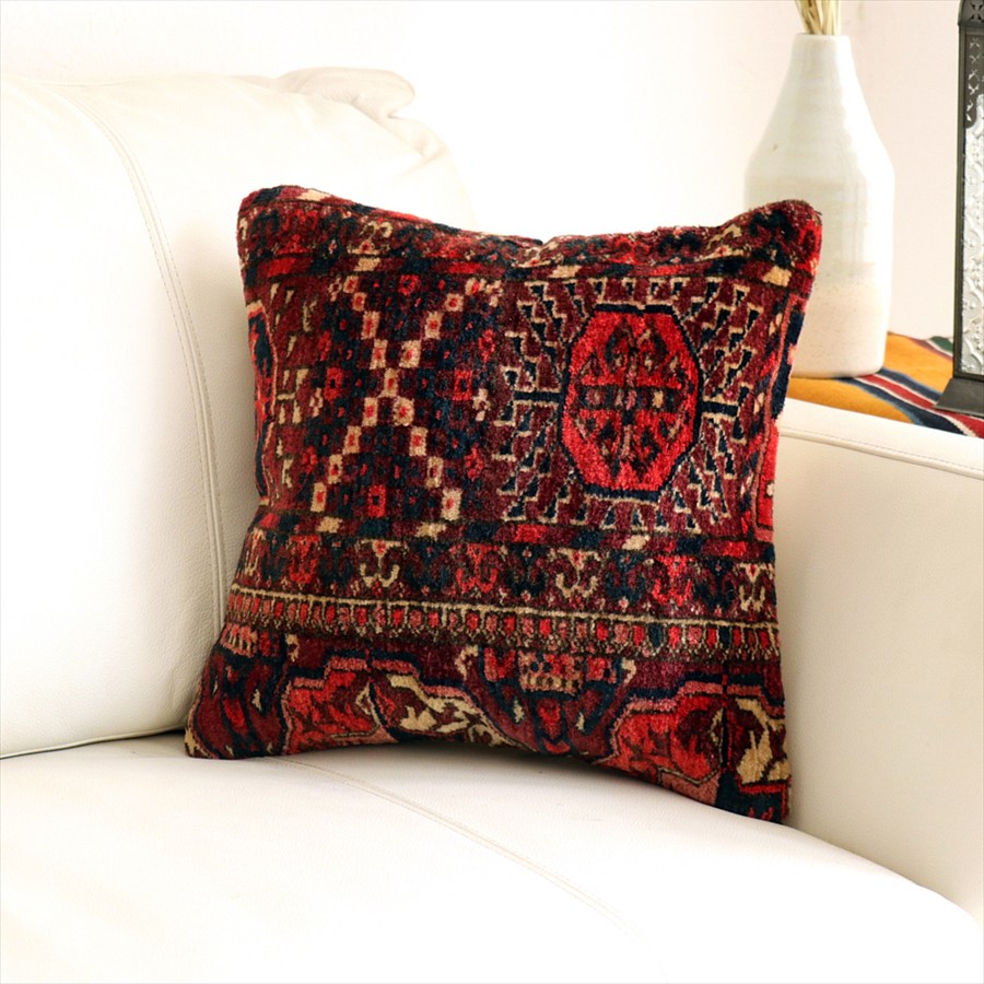 ヴィンテージラグ パイル織りラグ　クッションカバー36×35cm コーカサス Old Carpet Cushion