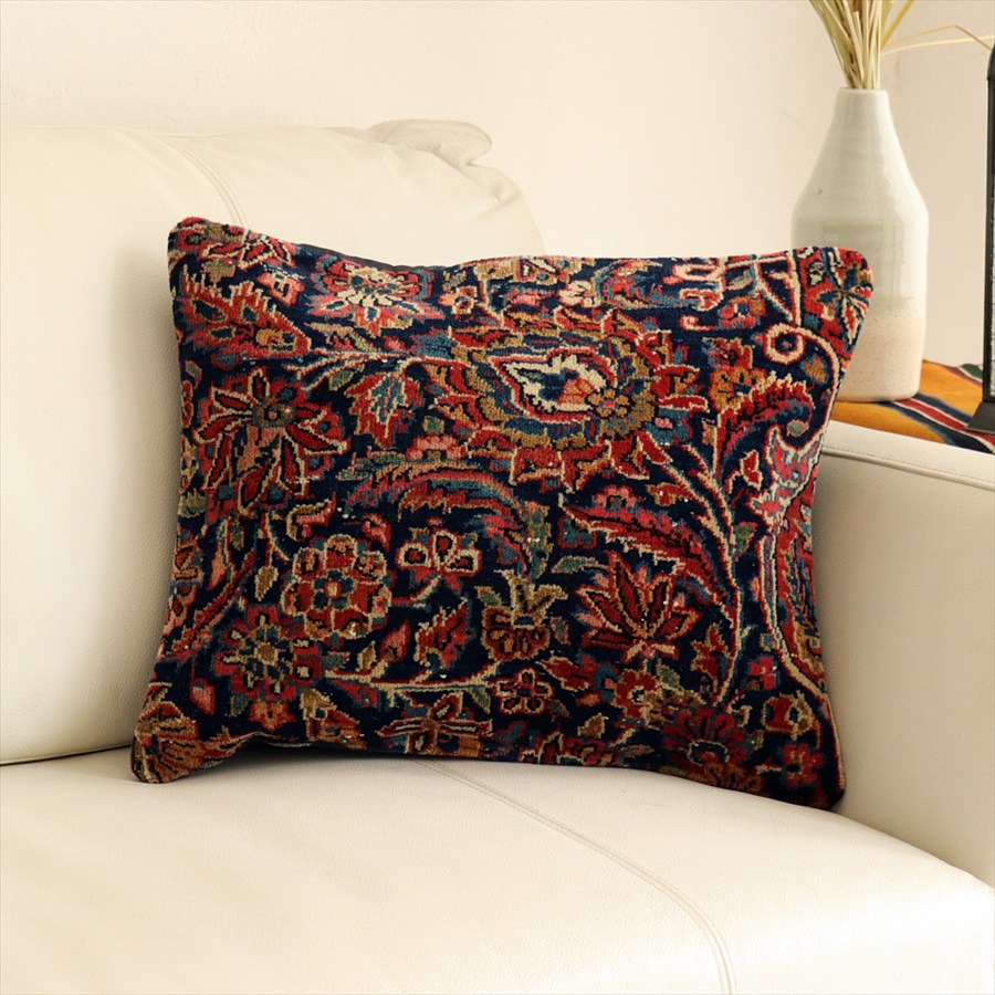 ヴィンテージラグ パイル織りラグ　クッションカバー36×43cm トルコ絨毯ヘレケ Old Carpet Cushion