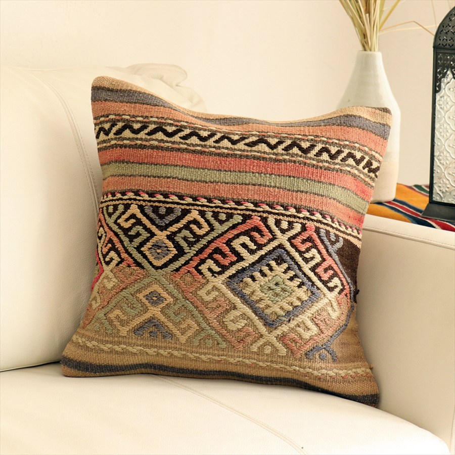 オールドキリムクッションカバー40cmサイズ40×39cm バルケスィル・ジジム Old Kilim Cushion