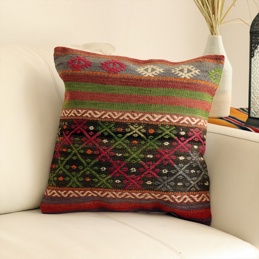 オールドキリムクッションカバー40cmサイズ41×40cm バルケスィル・ジジム Old Kilim Cushion